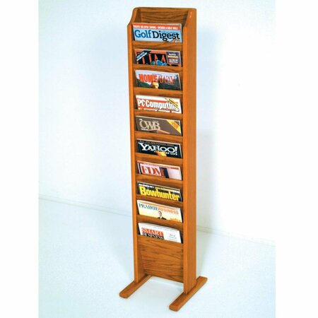 WOODEN MALLET Cascade Free Standing 10 Pocket Magazine Rack - Black, Light Oak & Medium Oak MR10-FSBL